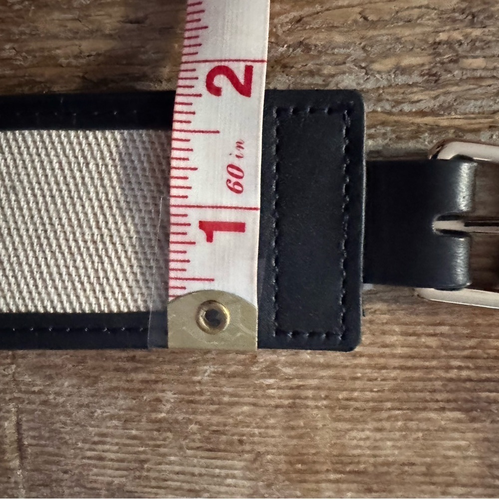 J. Crew Womens Black Leather Natural Twill Insert Corset Waist Belt Size Large - Picture 9 of 10
